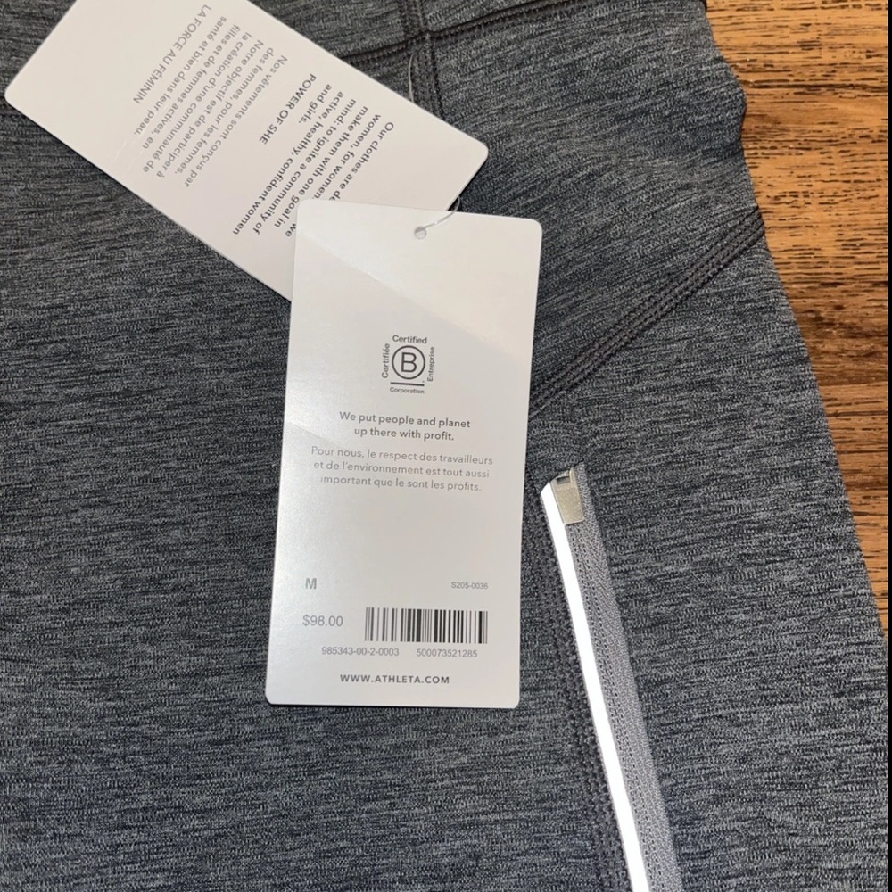 Athleta Rainier Heather Tight Grey Heather Legging Zip Up Pockets Reflective NWT - Picture 16 of 16